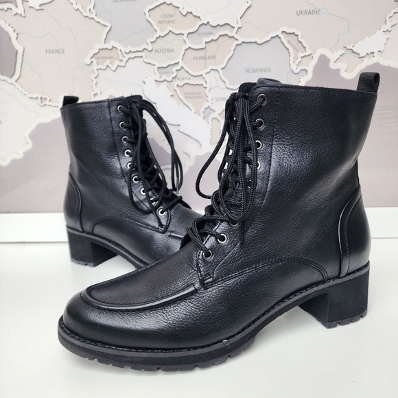 Munro Rivers Combat Lace Up Boots  Leather Black Water Resistant Size 10 - Picture 7 of 15